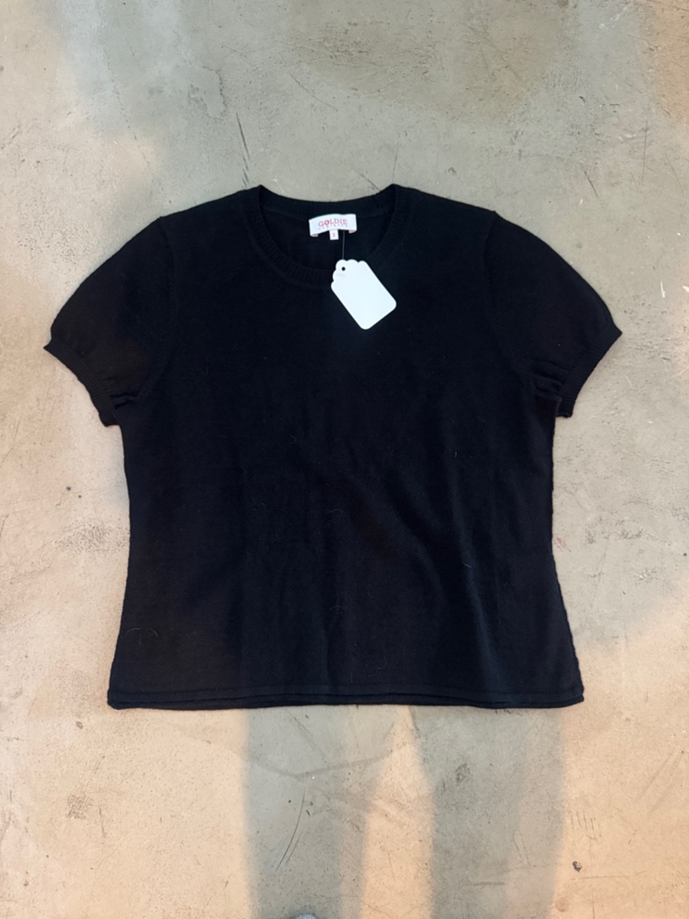 Goldie Black Short Sleeve Crewneck Knit Tee